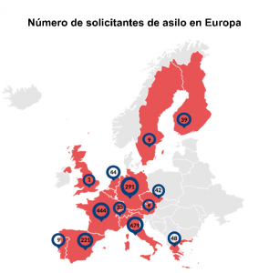 los números de solicitantes de asilo de la Iglesia de Dios Todopoderoso en Europa