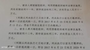 Extracto del veredicto del Tribunal Popular Intermedio de Zaozhuang