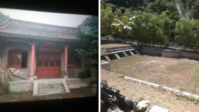 Templo taoísta del Bosque de Bambú antes y después de ser demolido