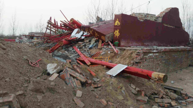 El Templo de Puguang ha sido convertido en una pila de escombros.
