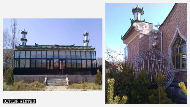 Símbolos de la luna creciente que fueron removidos de la Mezquita de Yangfang