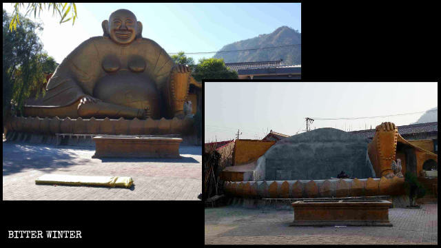 El Buda Amitabha que se hallaba en un templo situado en la montaña de Jingzhong fue demolido.