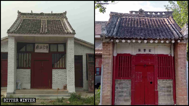 Dos templos en el poblado de Fengming se convirtieron en almacenes.
