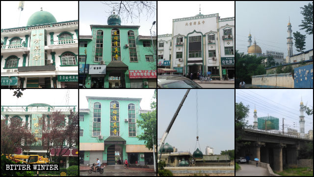 Los domos de varias mezquitas en el distrito hui de Chanhe de Luoyang fueron desmantelados.