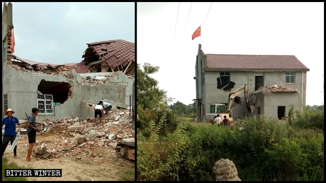 Una iglesia protestante de las Tres Autonomías en la ciudad de Shangrao fue demolida por la fuerza.