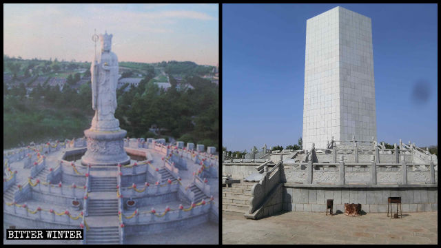 En la actualidad, el Bodhisattva Kṣitigarbha se encuentra rodeado por placas de mármol.