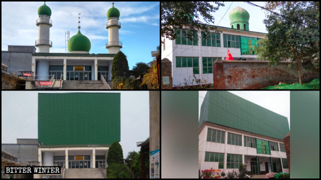 Las cúpulas y los símbolos de luna creciente de las mezquitas han sido cubiertos.
