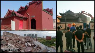 Los aldeanos no pudieron evitar que un ancestral templo fuera demolido (Video)