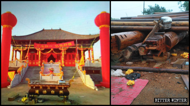 Tras la demolición del Templo Taoísta de Zhenkong solo quedó una pila de madera.