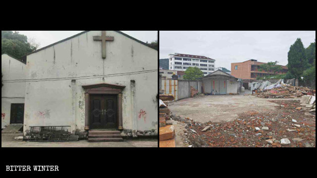 Una iglesia doméstica fue destruida por la fuerza en la ciudad de Wenling.