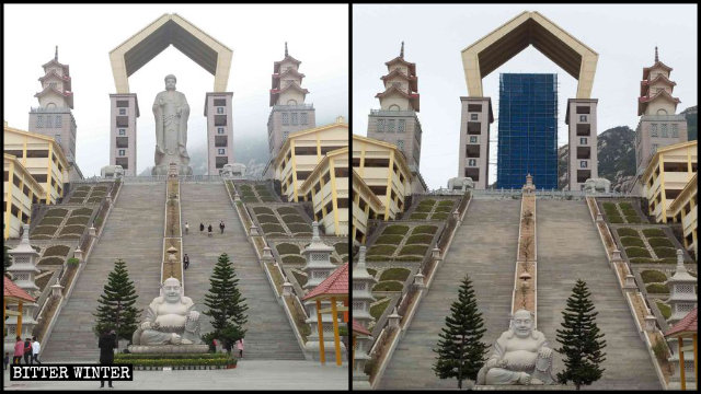 La estatua de Amitābha fue ocultada por órdenes del Gobierno.