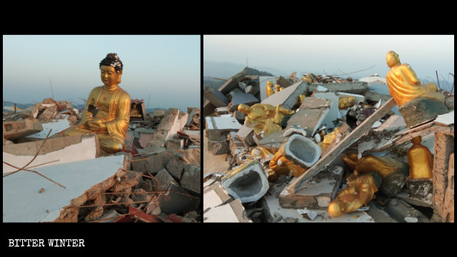 El templo de Wanfolou fue convertido en escombros.