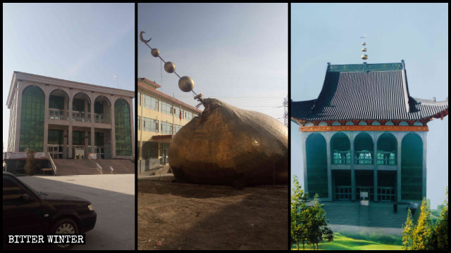 La cúpula de una de las mezquitas emplazadas en Baiyin fue retirada en noviembre de 2019.