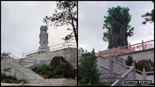 La estatua de “Kwan Yin de los cuatros rostros” fue convertida en un árbol.