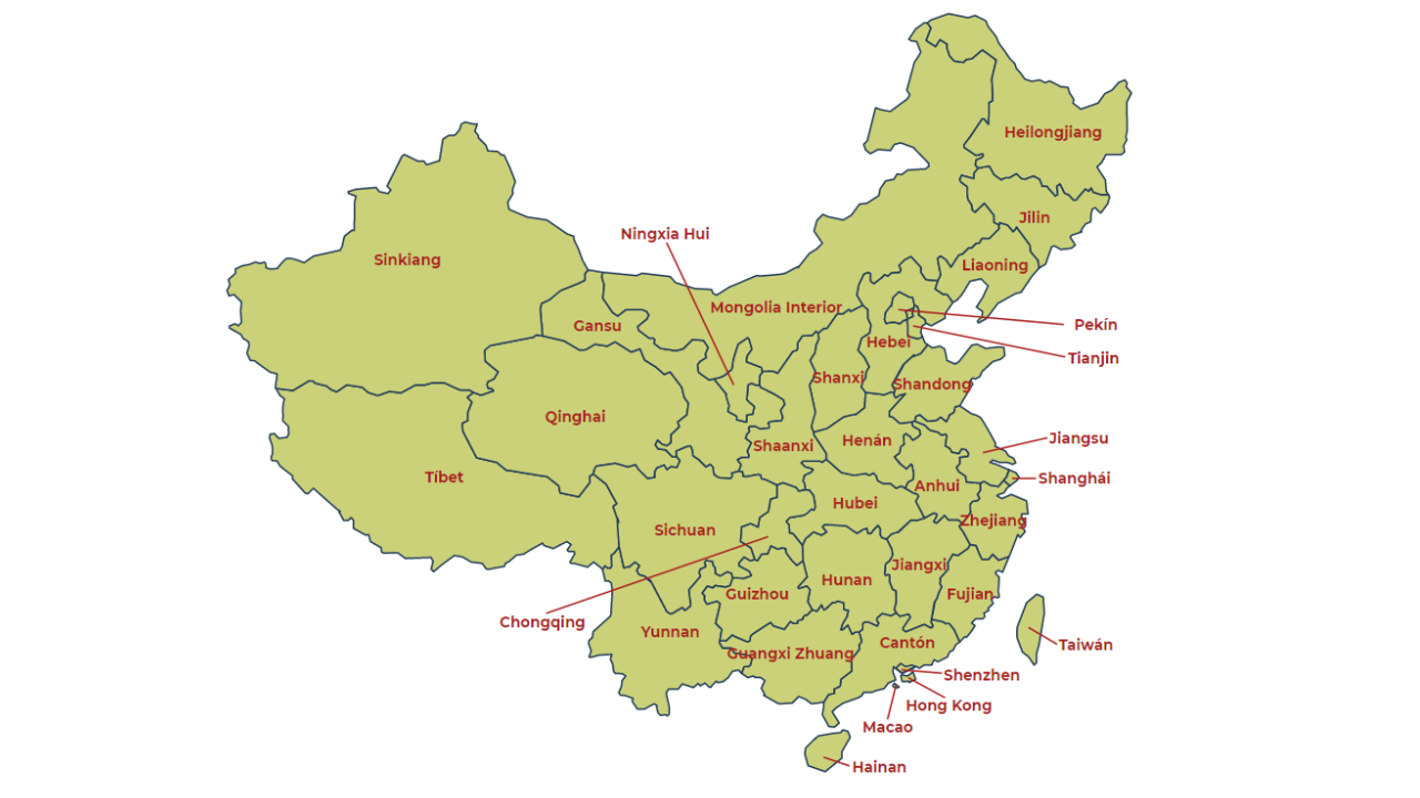 Mapa geográfico de China