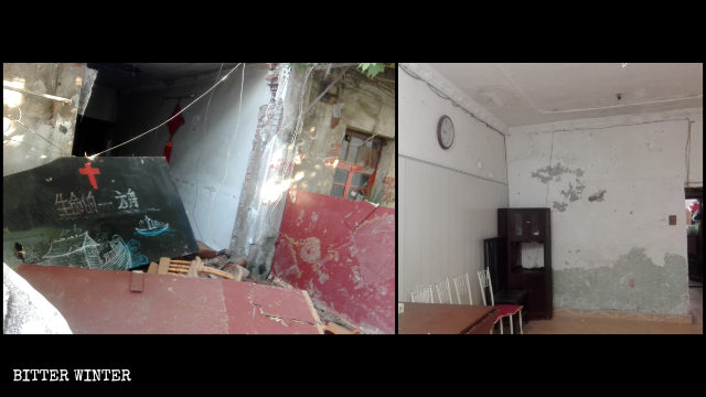 Un lugar de reunión emplazado en el distrito de Wuchang, en Wuhan, quedó en completo desorden tras un allanamiento policial.