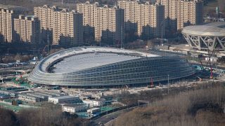 El Óvalo Nacional de Patinaje de Velocidad emplazado en Pekín, en preparación para los Juegos Olímpicos de 2022.