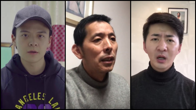 Los reporteros ciudadanos Li Zehua, Fang Bin y Chen Qiushi