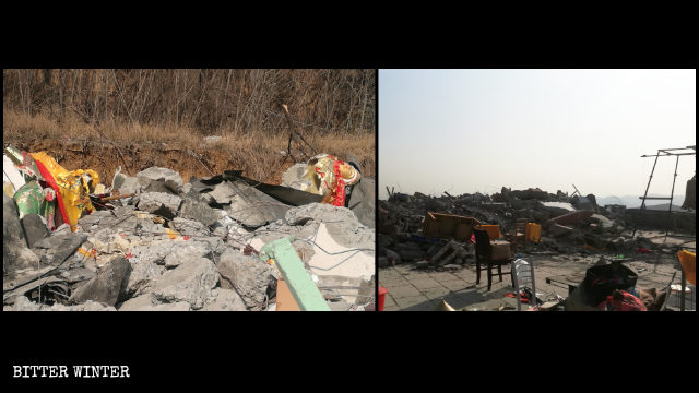 El 30 de diciembre, el Templo de Shengshou fue convertido en una pila de escombros.