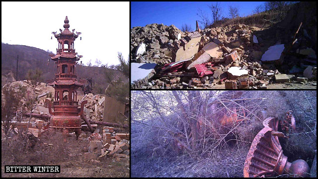 Numerosos templos que se encontraban emplazados en el poblado de Panlong fueron arrasados hasta los cimientos.