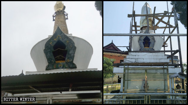 La estupa budista tibetana situada en Yichun fue rectificada para evitar su demolición.