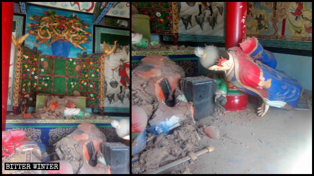 Las estatuas del Templo de Taiqingshan fueron destrozadas.