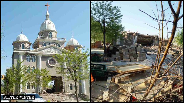 Una iglesia de las Tres Autonomías que se encontraba emplazada en Weifang fue destruida durante el brote de coronavirus.