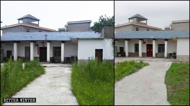 La cruz de un lugar de reunión perteneciente a la Iglesia de las Tres Autonomías emplazado en la aldea de Fengtian del municipio de Dashu ha sido demolida.