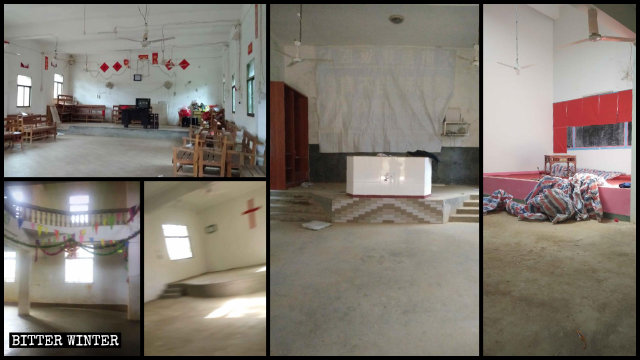 Las iglesias y lugares de reunión reprimidos en el condado de Yugan.
