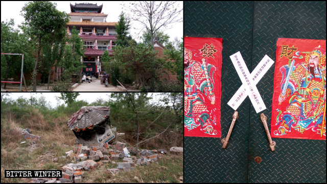 Un templo taoísta fue clausurado y su quemador de incienso fue destrozado.
