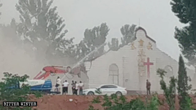 La Iglesia de Tianmen demolida en el distrito de Jianxi de Luoyang.