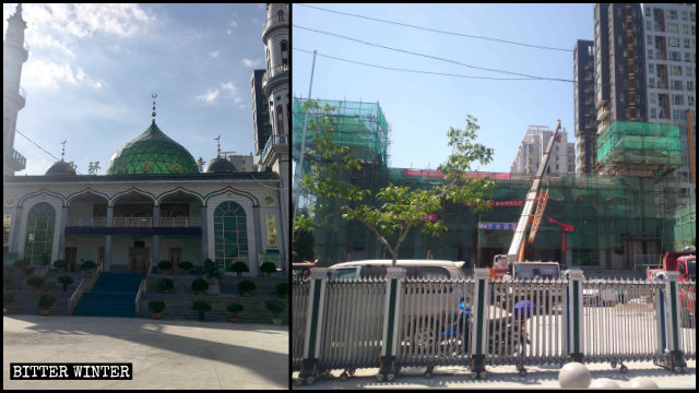 La Mezquita de Xihuan emplazada en Yinchuan fue despojada de su cúpula y de sus minaretes en el mes de abril.
