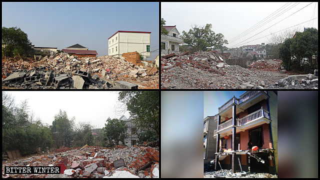 Las viviendas de los aldeanos han sido convertidas en escombros.