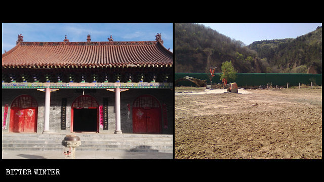 El Templo de Bailong emplazado en el condado de Fu, administrado por Yan'an, fue víctima de la persecución gubernamental.