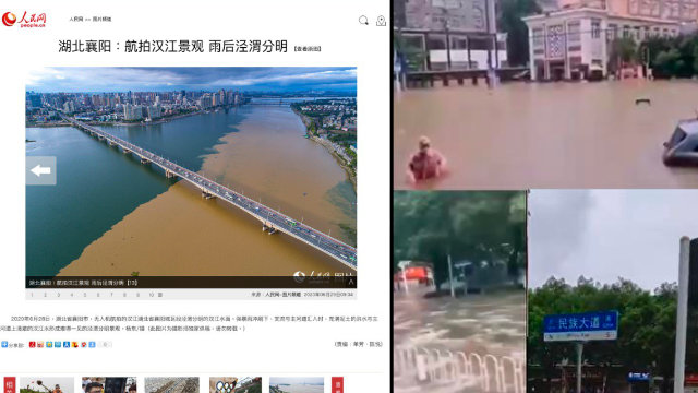 al informar sobre el aumento del nivel del agua en el río Yangtze