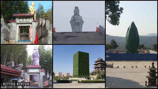 Numerosas estatuas budistas existentes en Hubei fueron cubiertas antes del brote de coronavirus.