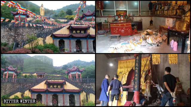 Numerosas estatuas religiosas situadas a lo largo de toda la provincia de Hubei fueron destruidas o cubiertas.
